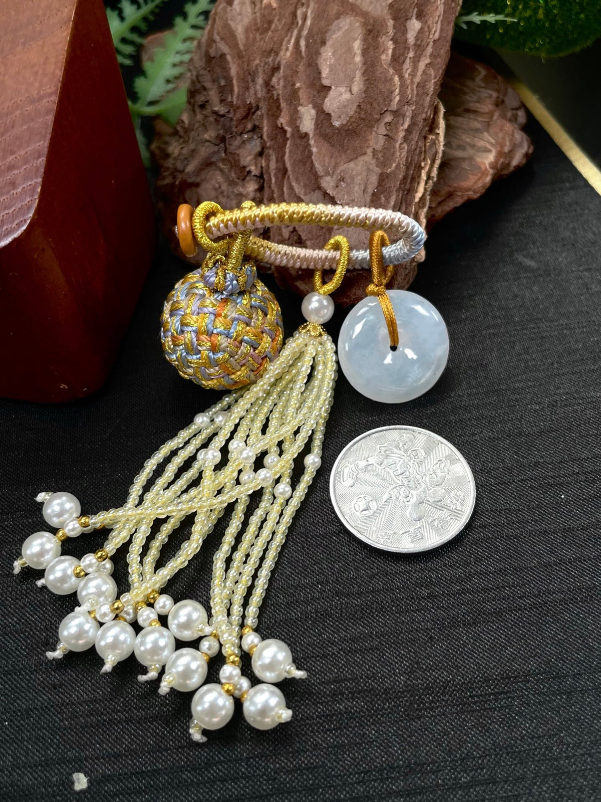 Jade Peace Button Bag Charm size 21.9mm✖️5.2mm