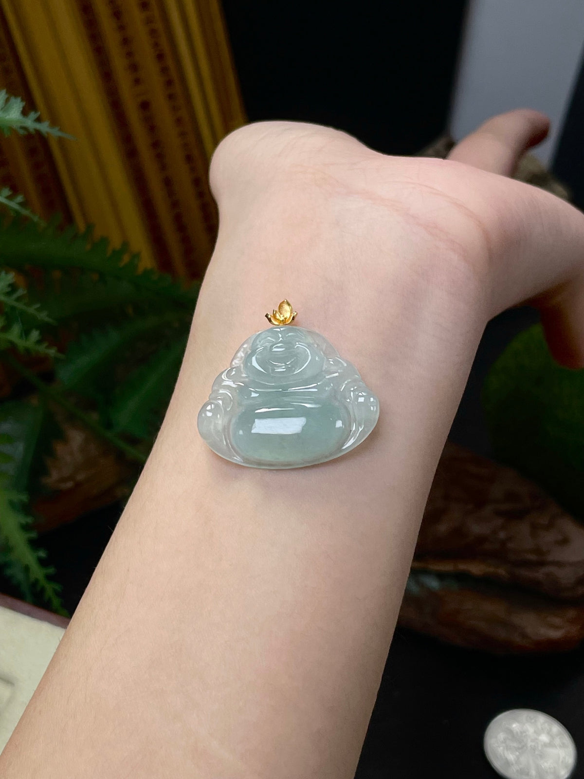 Jade Buddha 18k size 29mm✖️25mm✖️5mm
