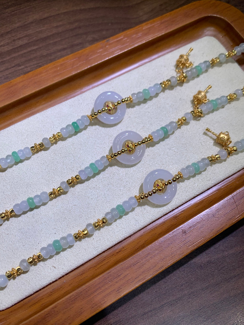 Jade beacelet S925  bead size4mm✖️1.5mm
