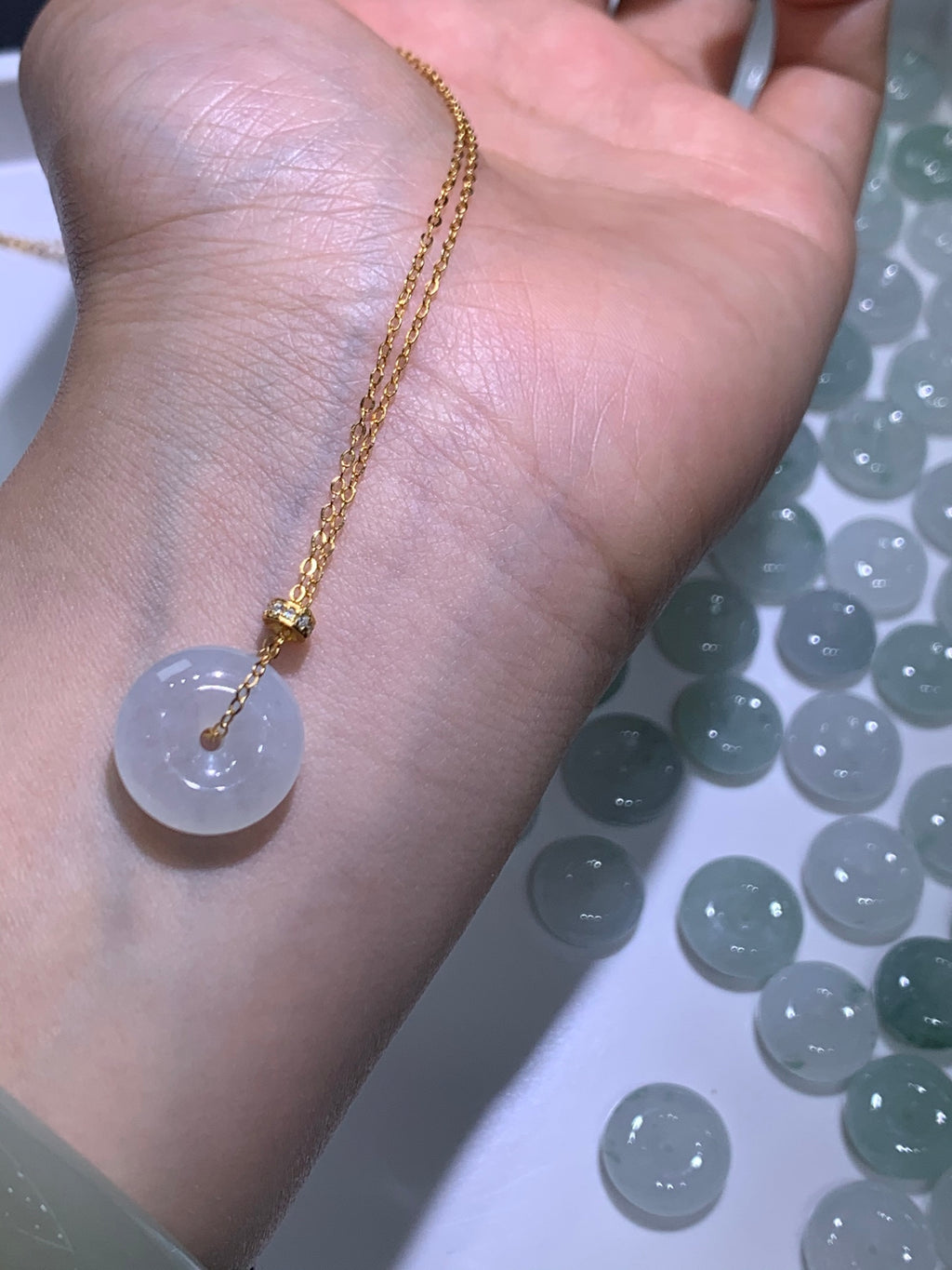 Jade Peace Buckle Necklace size 14mm✖️5mm S925