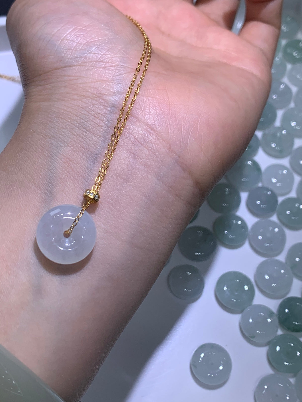 Jade Peace Buckle Necklace size 14mm✖️5mm S925