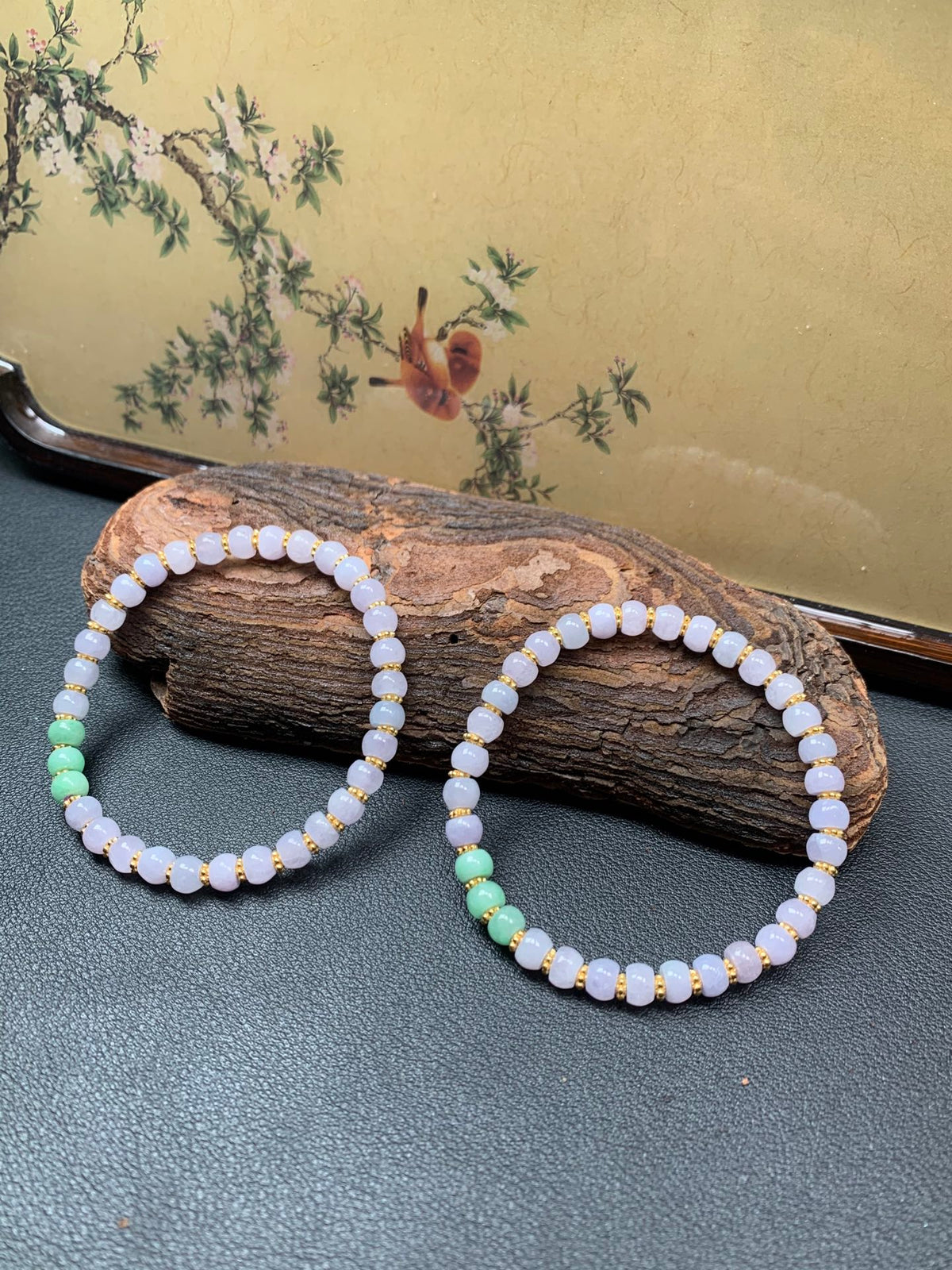 Jade bead Lavender bracelet~size 5✖️2 S925