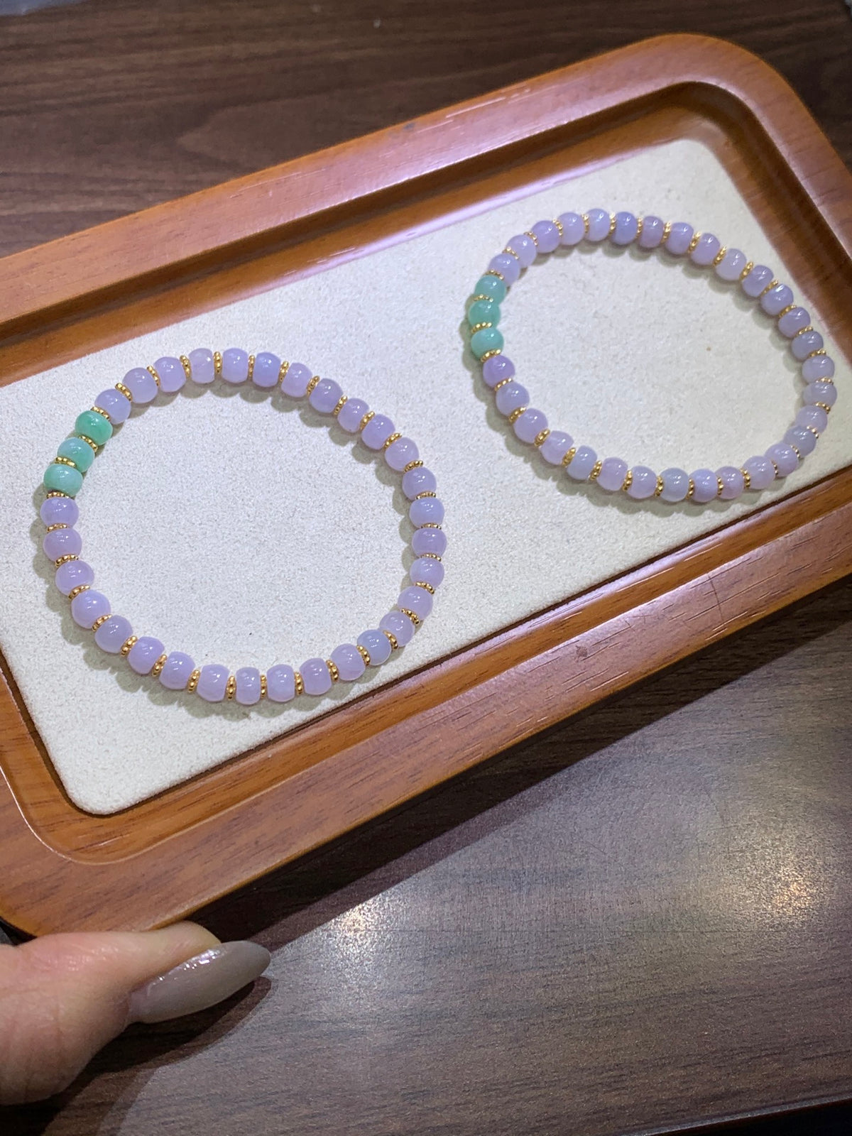 Jade bead Lavender bracelet~size 5✖️2 S925