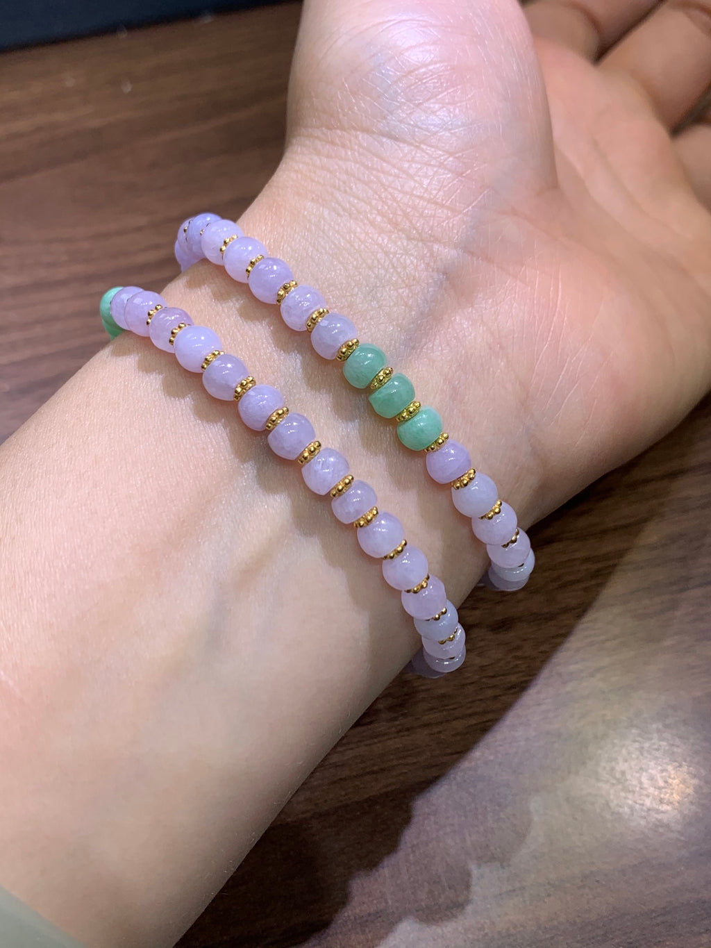Jade bead Lavender bracelet~size 5✖️2 S925