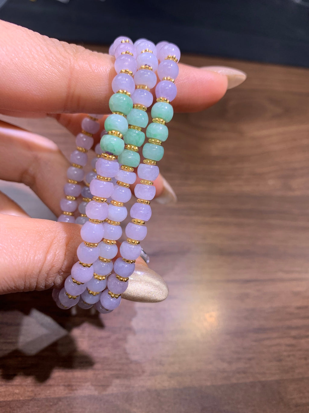 Jade bead Lavender bracelet~size 5✖️2 S925