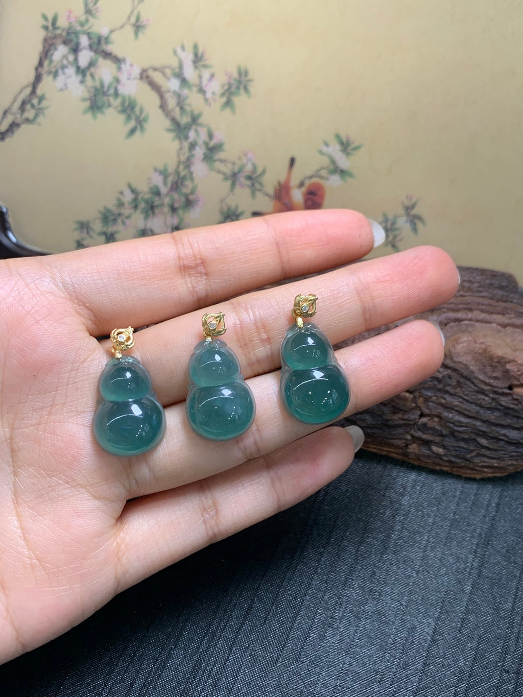 Guatemala jade gourd s925 size 19mm✖️14mm✖️5mm