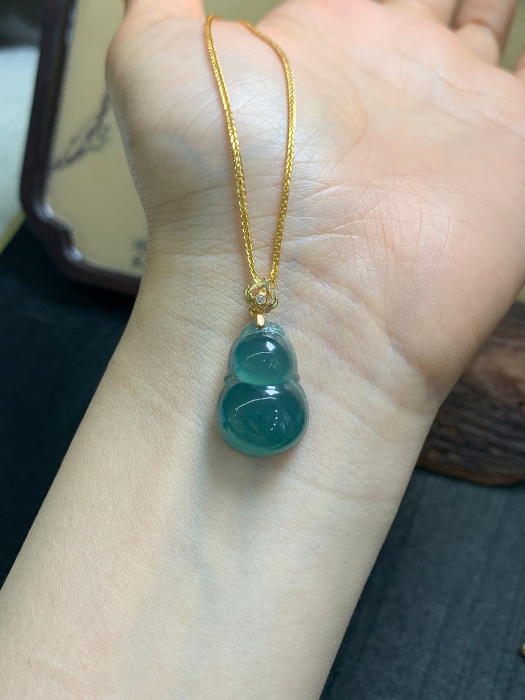 Guatemala jade gourd s925 size 19mm✖️14mm✖️5mm
