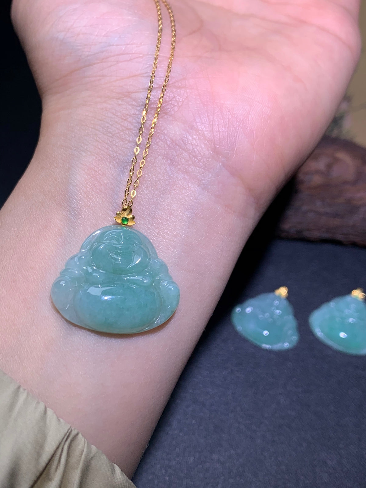 Jade gold 18k clasp Buddha  Size 22mm✖️26mm✖️5mm